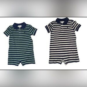 Ralph Lauren Boys Green Blue Striped One Piece Size 9M- Lot of 2